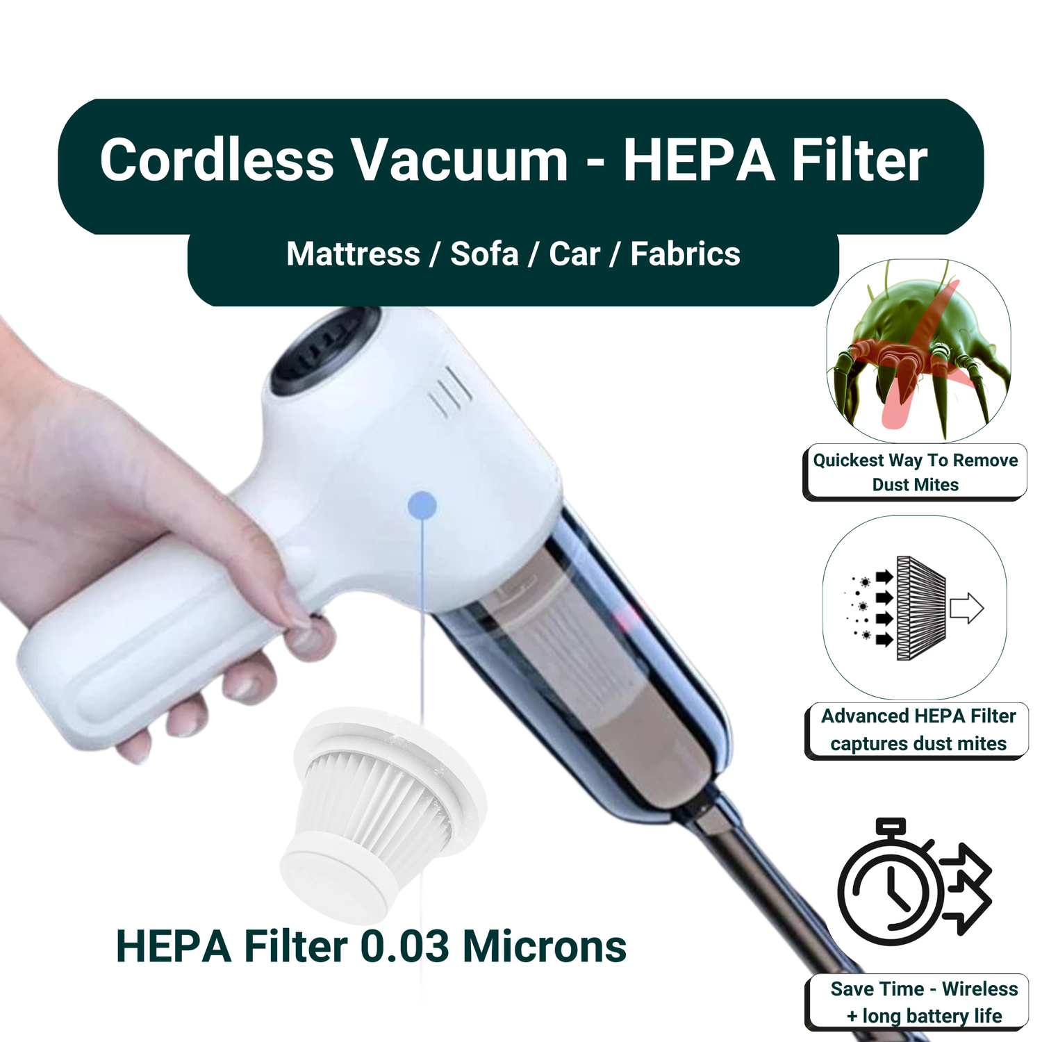 Hepa Mattress Vacuum - Best Dust Mite Mattress Vacuum - Dust Mite Treatment